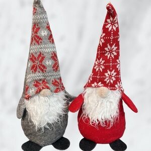 Holiday Gnome Plush Décor Pair — Red & Gray